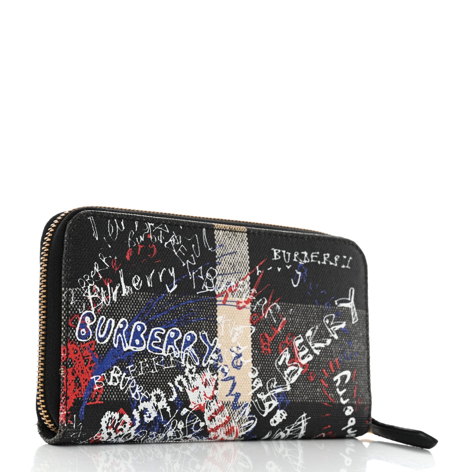 Burberry Coated Canvas Mega Check Sketchbook Doodle Zip Wallet Black 3 of 11