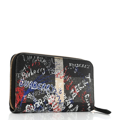 Burberry Coated Canvas Mega Check Sketchbook Doodle Zip Wallet Black 3 of 11