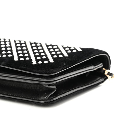 Chanel Velvet Pearl Diamond Embellished Wallet On Chain WOC Black 10 of 11