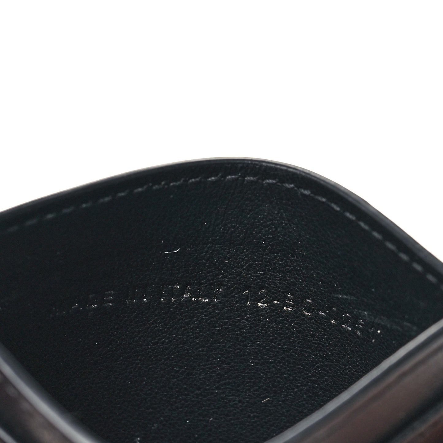 Calfskin Oblique Galaxy Perforated Card Holder Black White