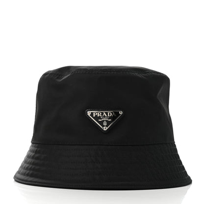 Prada Re-Nylon Metal Triangle Logo Womens Bucket Hat M Black 5 of 8