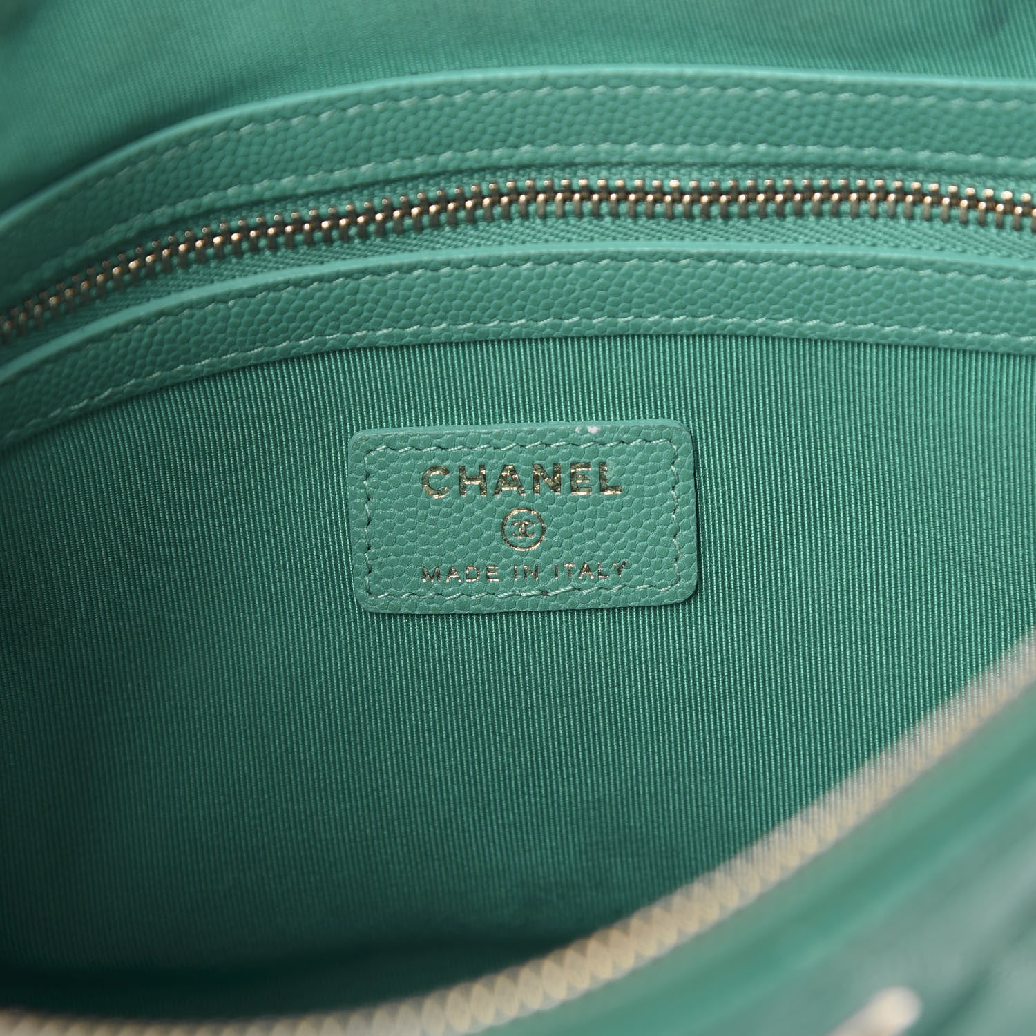 Chanel Caviar Quilted Medium Cosmetic Case Turquoise 5 of 9