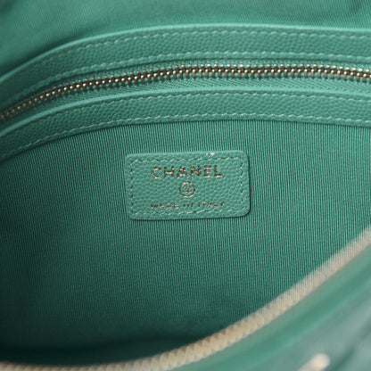 Chanel Caviar Quilted Medium Cosmetic Case Turquoise 5 of 9