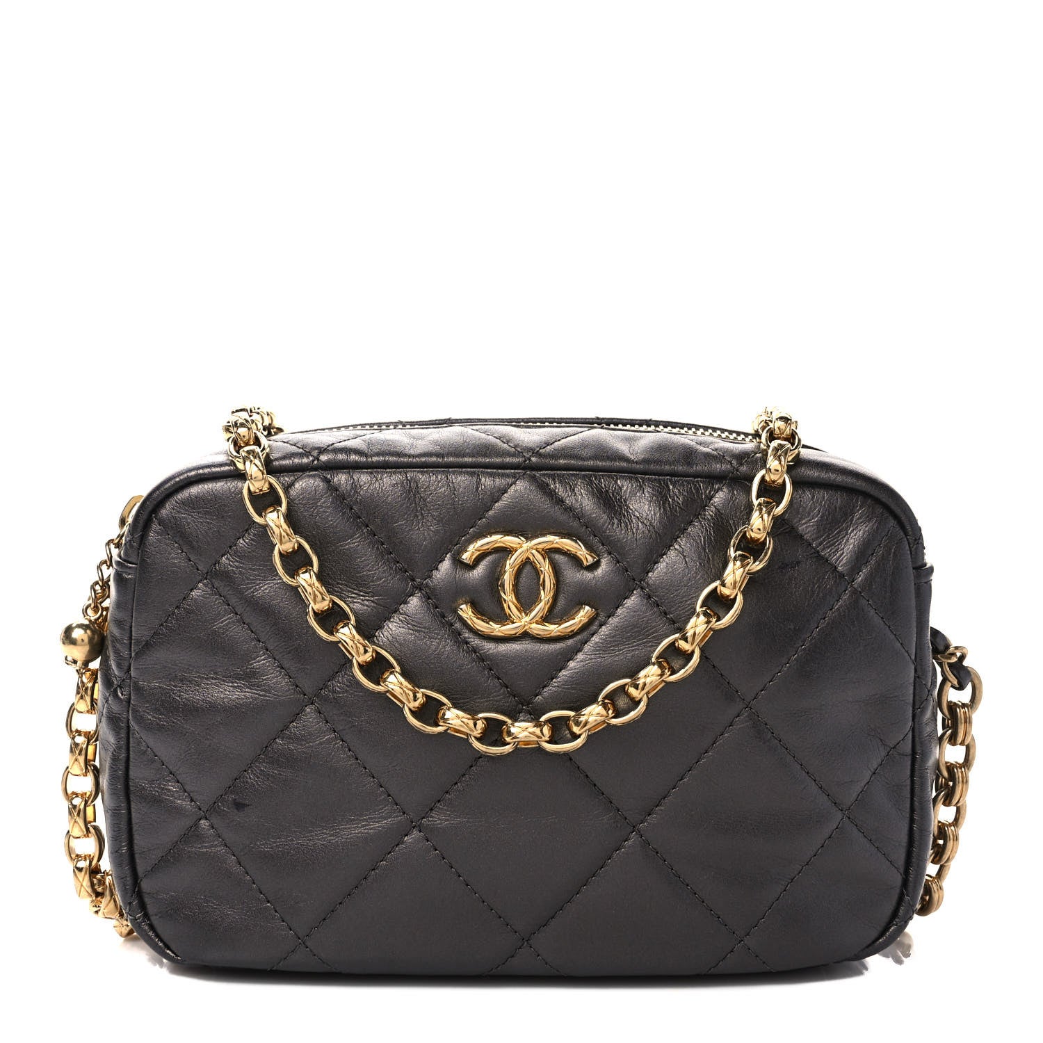 Chanel Metallic Calfskin Pearl Quilted CC Mini Camera Case Ruthenium 1 of 10