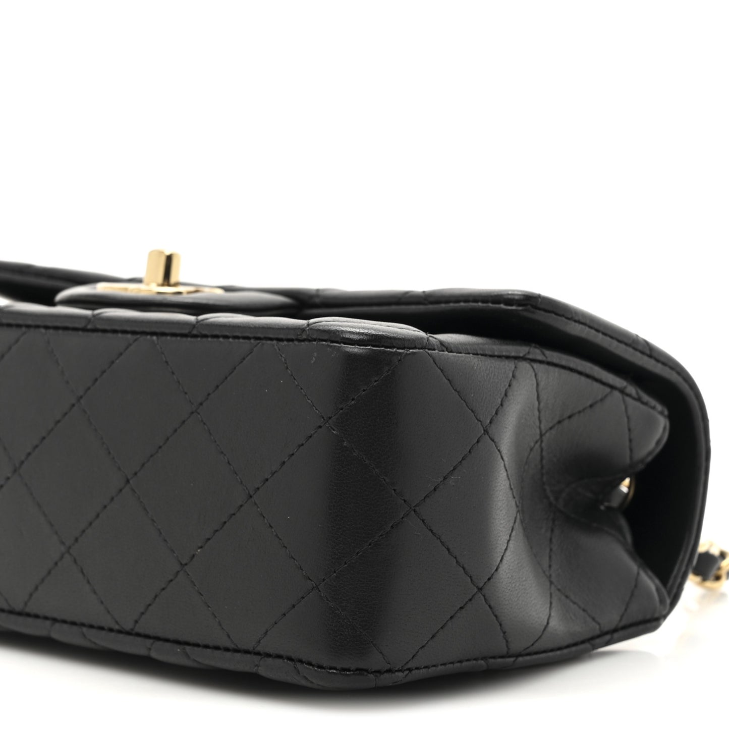 Lambskin Quilted Mini Rectangular Flap Black
