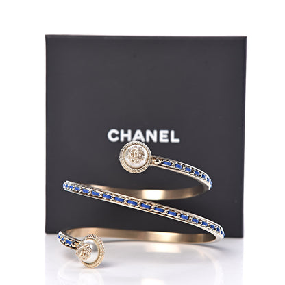 Chanel Lambskin Pearl Twist CC Bangle M Gold Blue 5 of 5