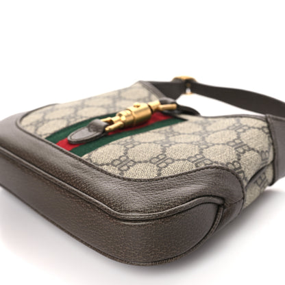 Gucci X BALENCIAGA BB Supreme Monogram Calfskin Web Mini Jackie 1961 Hobo Beige Ebony 8 of 8