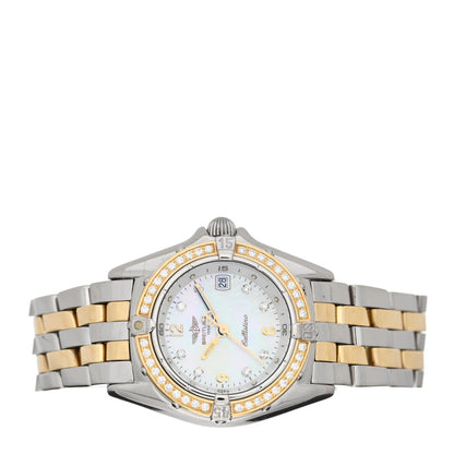 Breitling Stainless Steel 18K Yellow Gold Diamond Bezel Mother of Pearl 29mm Callistino Quartz Watch D52045 2 of 4