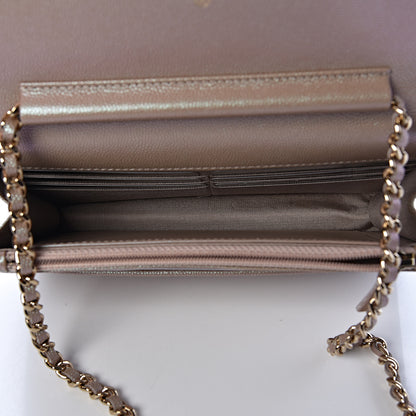 Chanel Iridescent Caviar Quilted Wallet On Chain WOC Beige 8 of 11