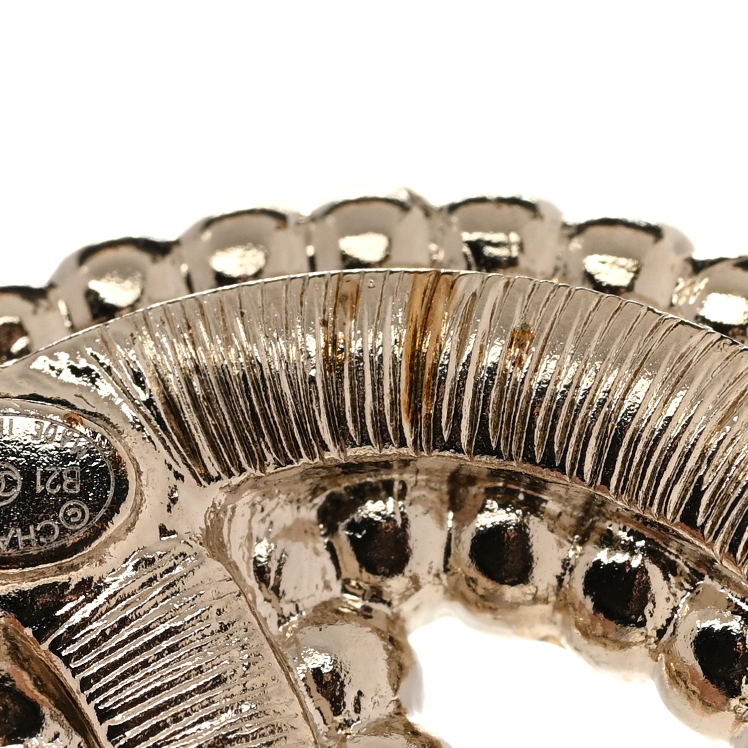 Chanel Crystal Pearl Multi Row CC Brooch Gold 6 of 6