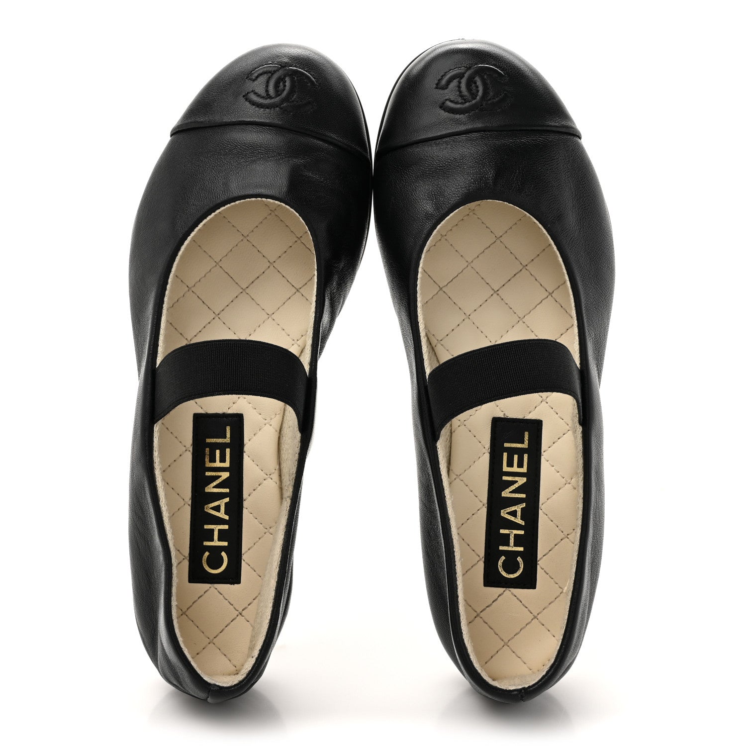 Chanel Lambskin Cap Toe CC Mary Jane Flats 37 Black 2 of 9