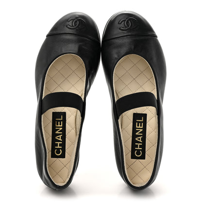 Chanel Lambskin Cap Toe CC Mary Jane Flats 37 Black 2 of 9