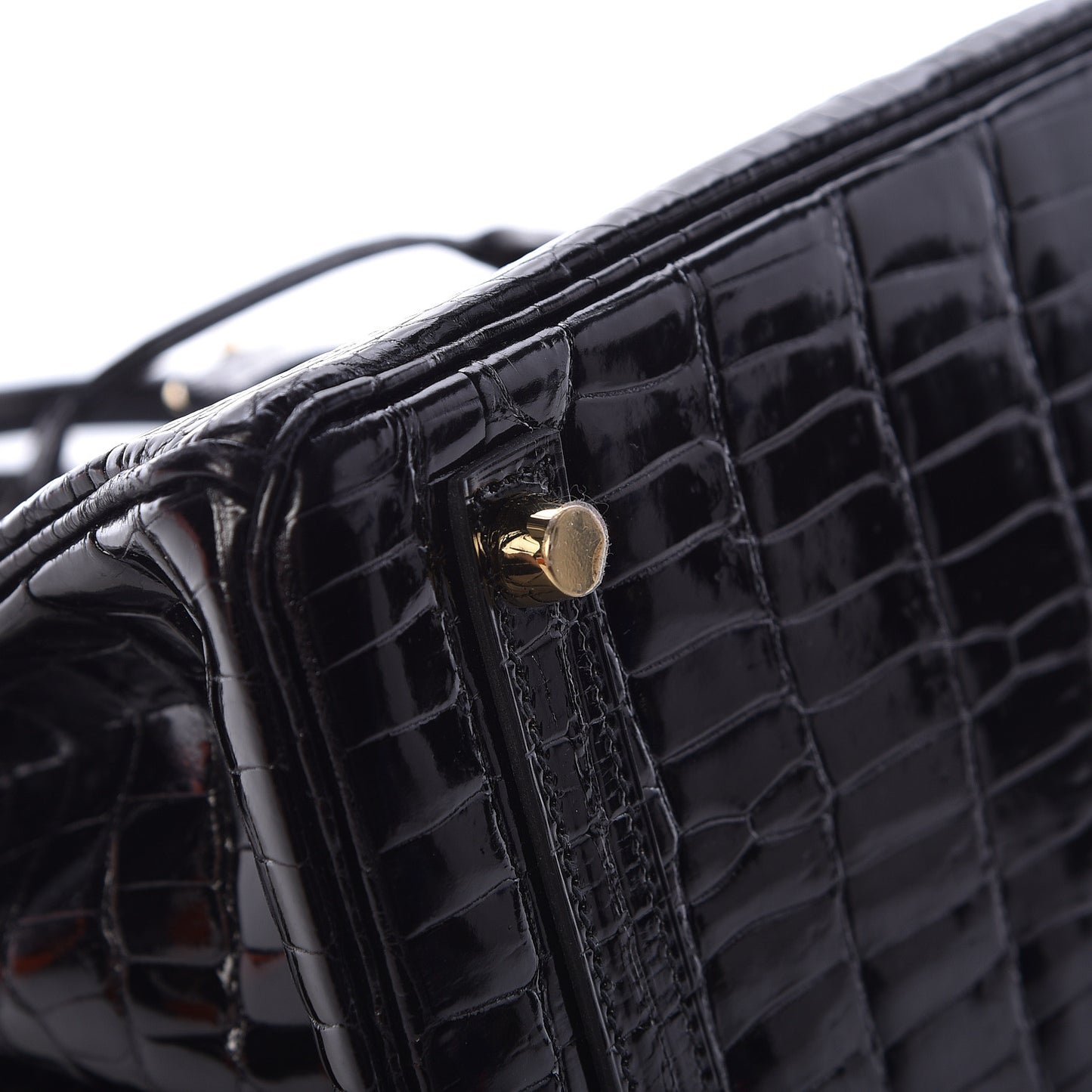 Shiny Porosus Crocodile Birkin 25 Black