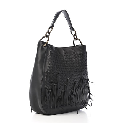 Bottega Veneta Nappa Intrecciato Fringe Large Brio Loop Hobo Black 3 of 11