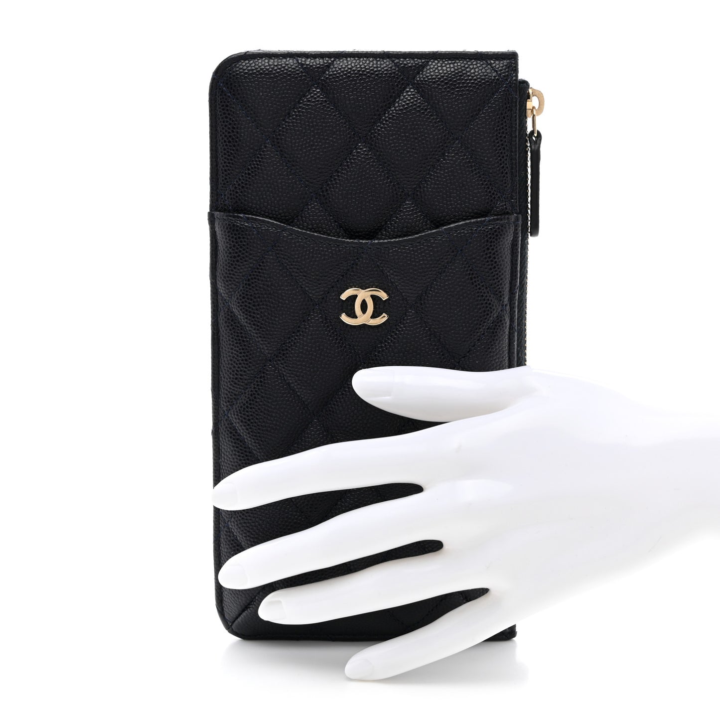 Caviar Quilted Classic iPhone Pouch Navy