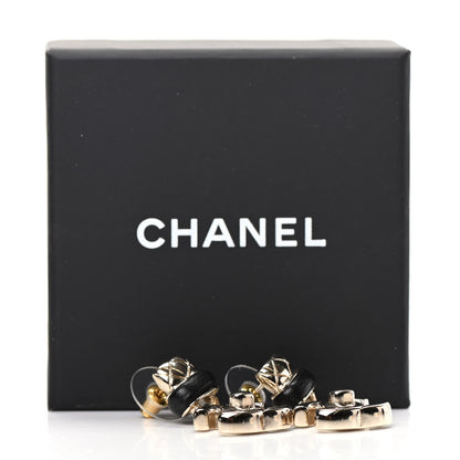 Chanel Lambskin CC Turnlock Drop Earrings Gold Black 4 of 4