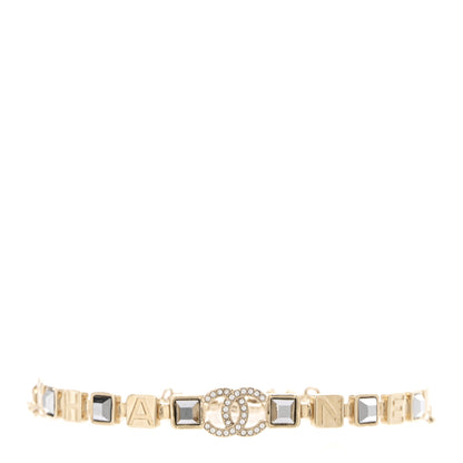 Chanel Baguette Crystal Logo CC Choker Necklace Gold 1 of 6
