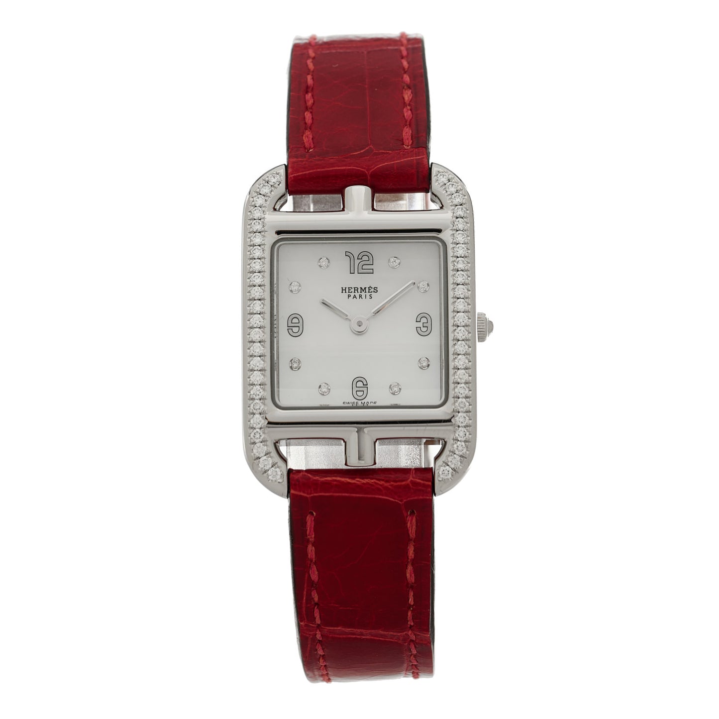 Stainless Steel Alligator Diamond Bezel Mother of Pearl 23mm Cape Cod Quartz Watch Braise