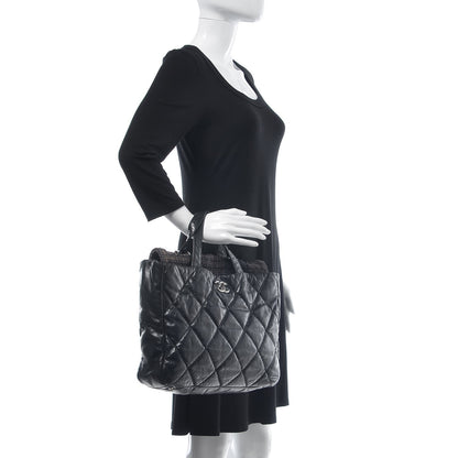 Chanel Glazed Calfskin Quilted Tweed Portobello Tote Black 2 of 12