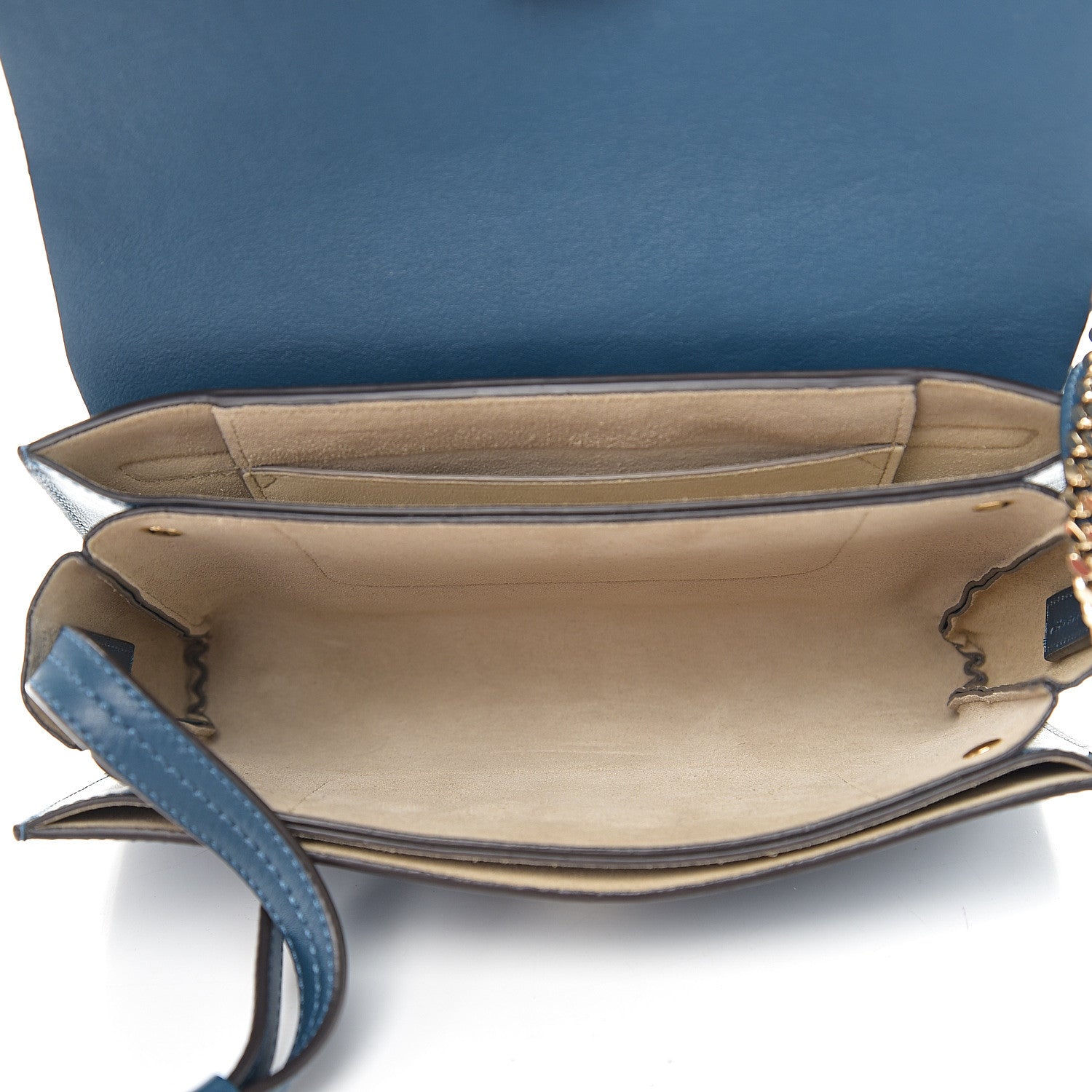 Chloe Suede Calfskin Small Faye Shoulder Bag Majolica Blue 4 of 9