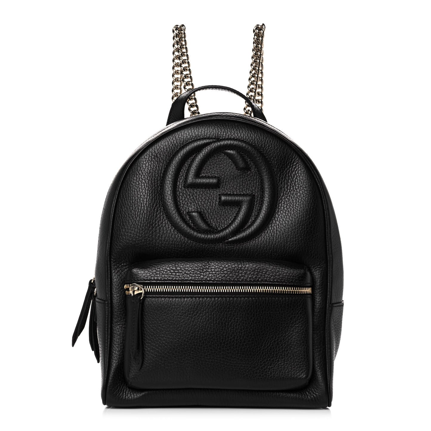 Pebbled Calfskin Soho Chain Backpack Black