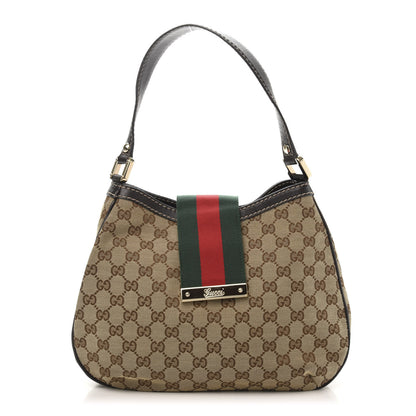 Gucci Monogram Medium New Ladies Web Hobo Dark Brown 1 of 13