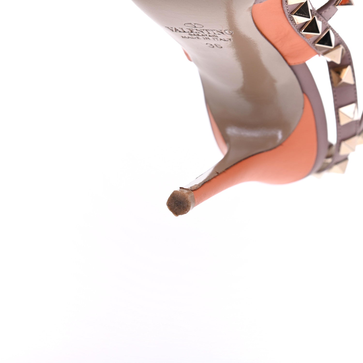 Valentino Garavani Nappa Rockstud Ankle Strap Pumps 36 Orange Poudre 13 of 17