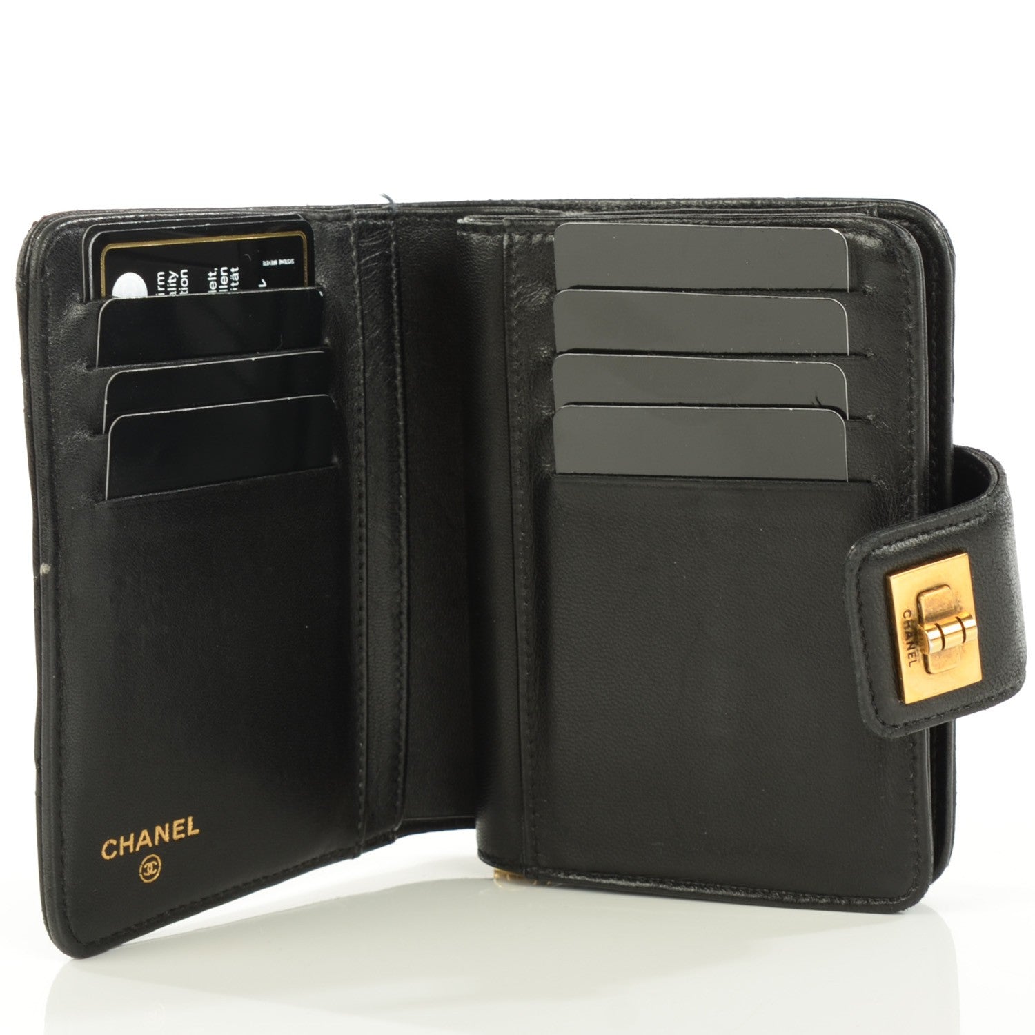 Chanel Lambskin Quilted Mademoiselle Compact Wallet Black 6 of 9