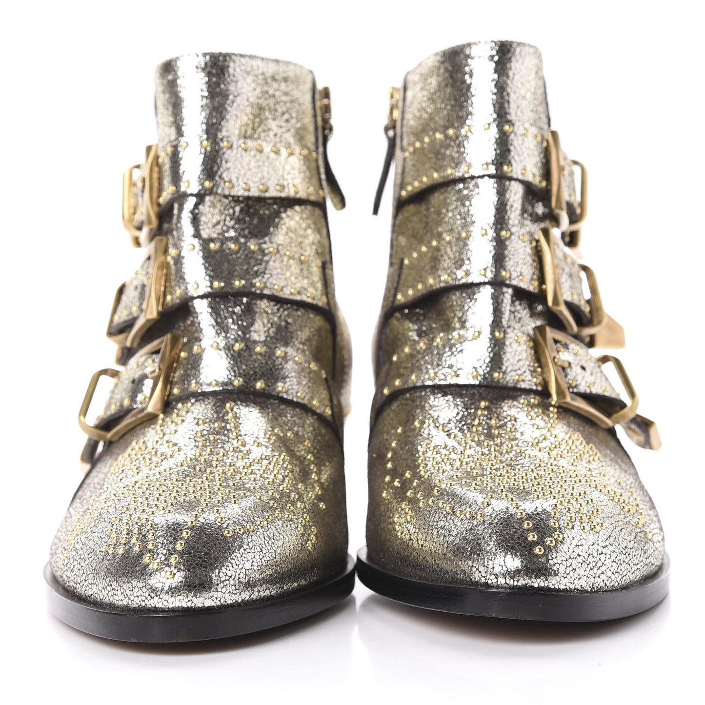 Metallic Nappa Sheepskin Studded Susanna Ankle Boots 38.5 Gold