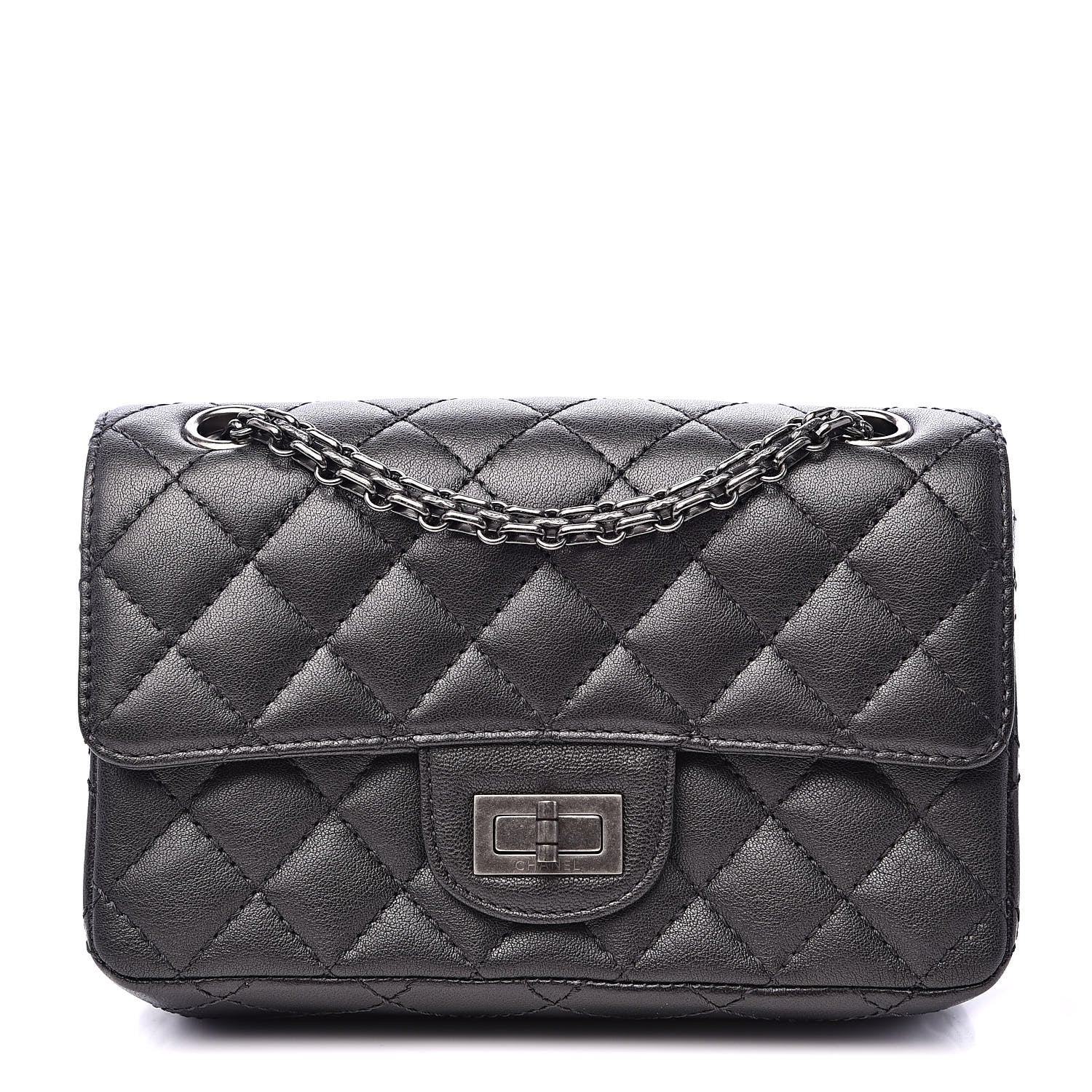 Chanel Metallic Sheepskin Quilted 2.55 Reissue Mini Flap Dark Grey 1 of 13