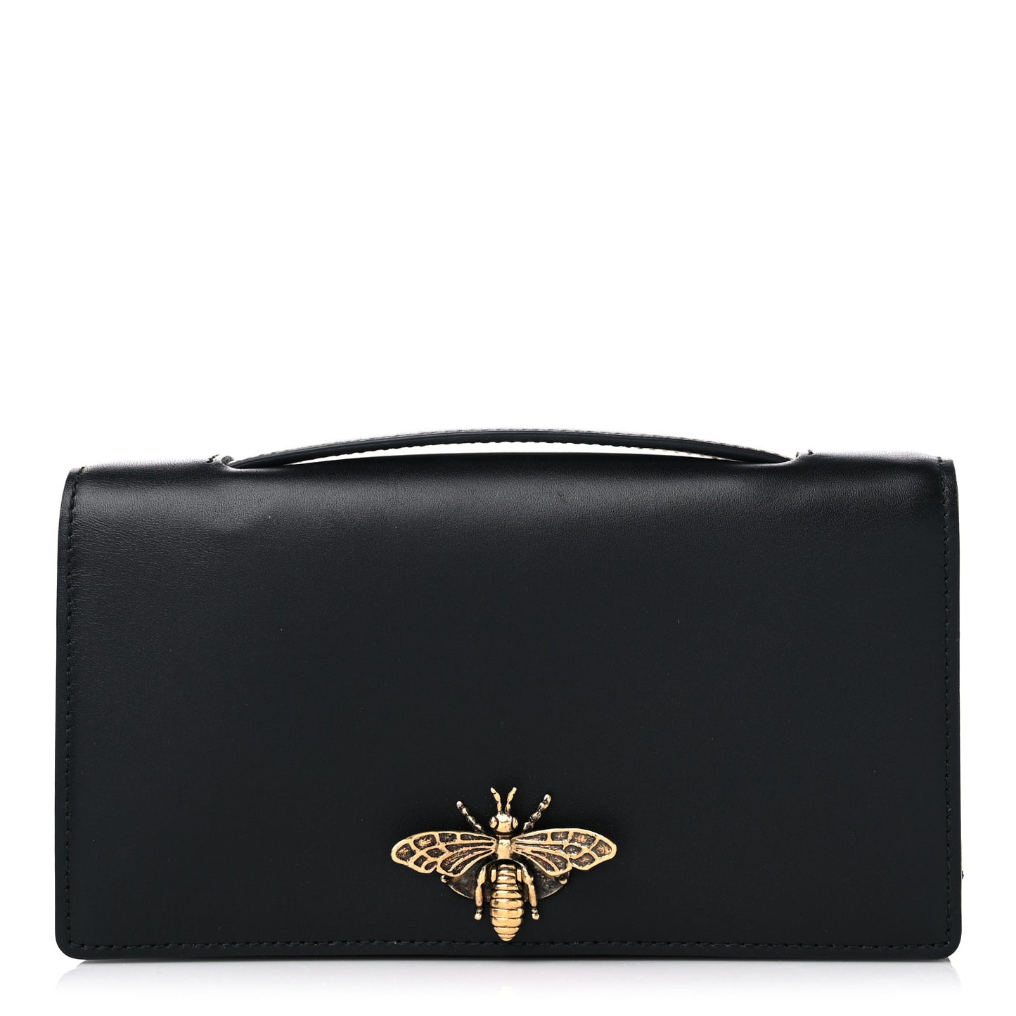 Calfskin Bee Clutch Black