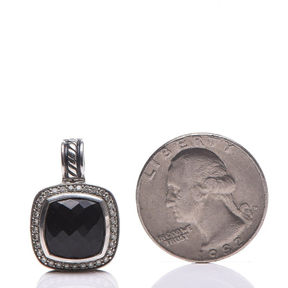 David Yurman Sterling Silver Diamond Black Onyx 11mm Albion Enhancer Pendant 2 of 5