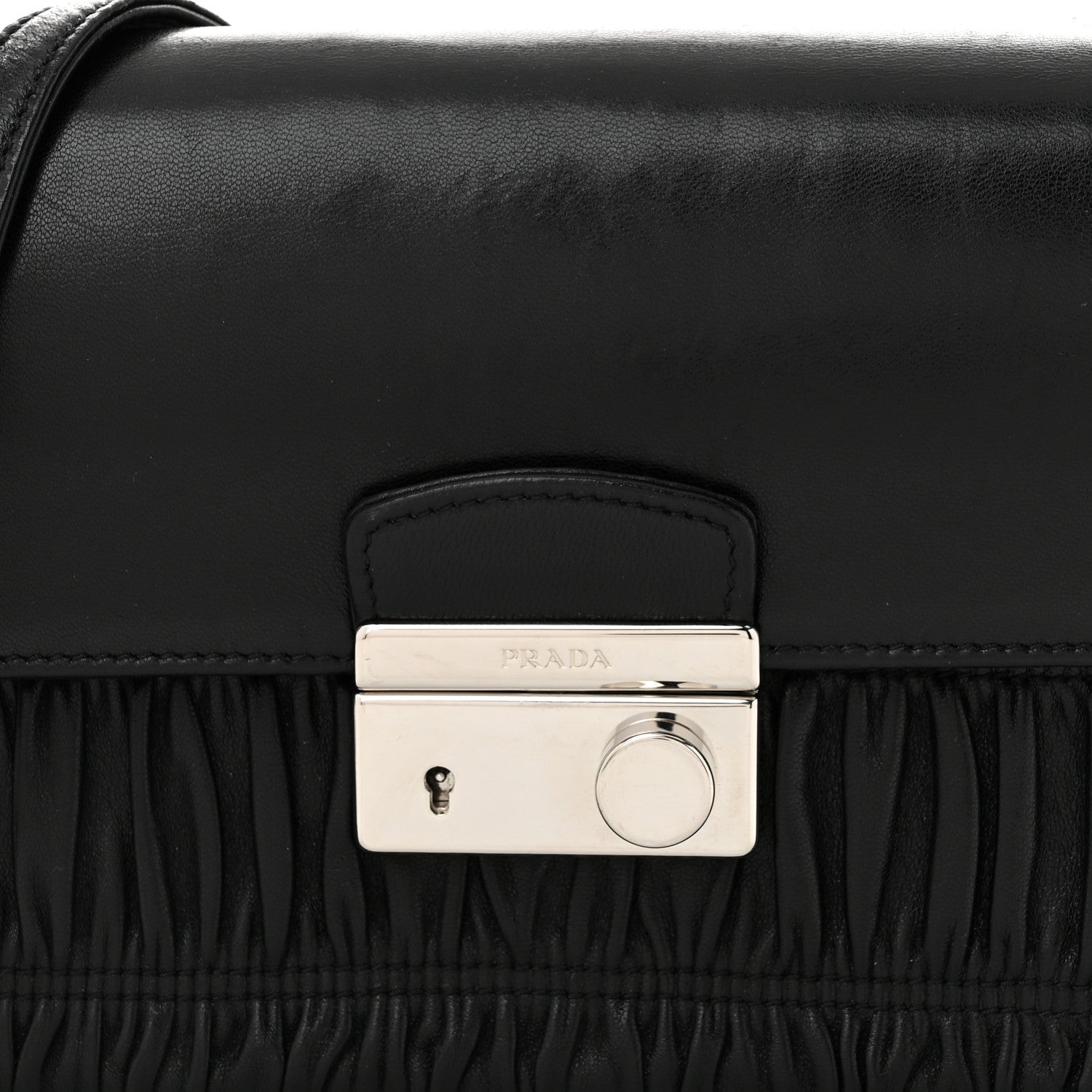 Prada Nappa Gaufre Sound Chain Flap Shoulder Bag Black 9 of 12