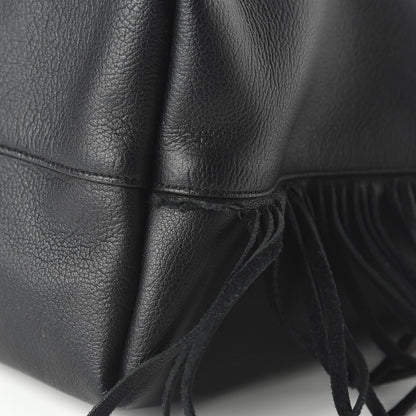 Saint Laurent Calfskin Large Fringe Shopping Tote Black 10 of 13