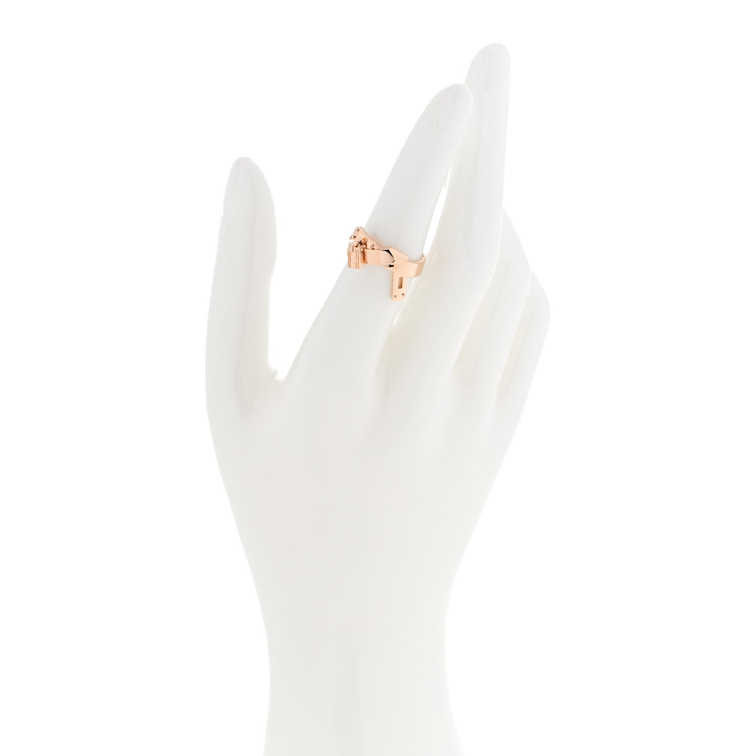 Hermes 18K Rose Gold Kelly Gavroche Ring 52 6 2 of 7
