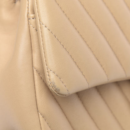 Chanel Lambskin Chevron Quilted Small Single Flap Light Beige 11 of 17