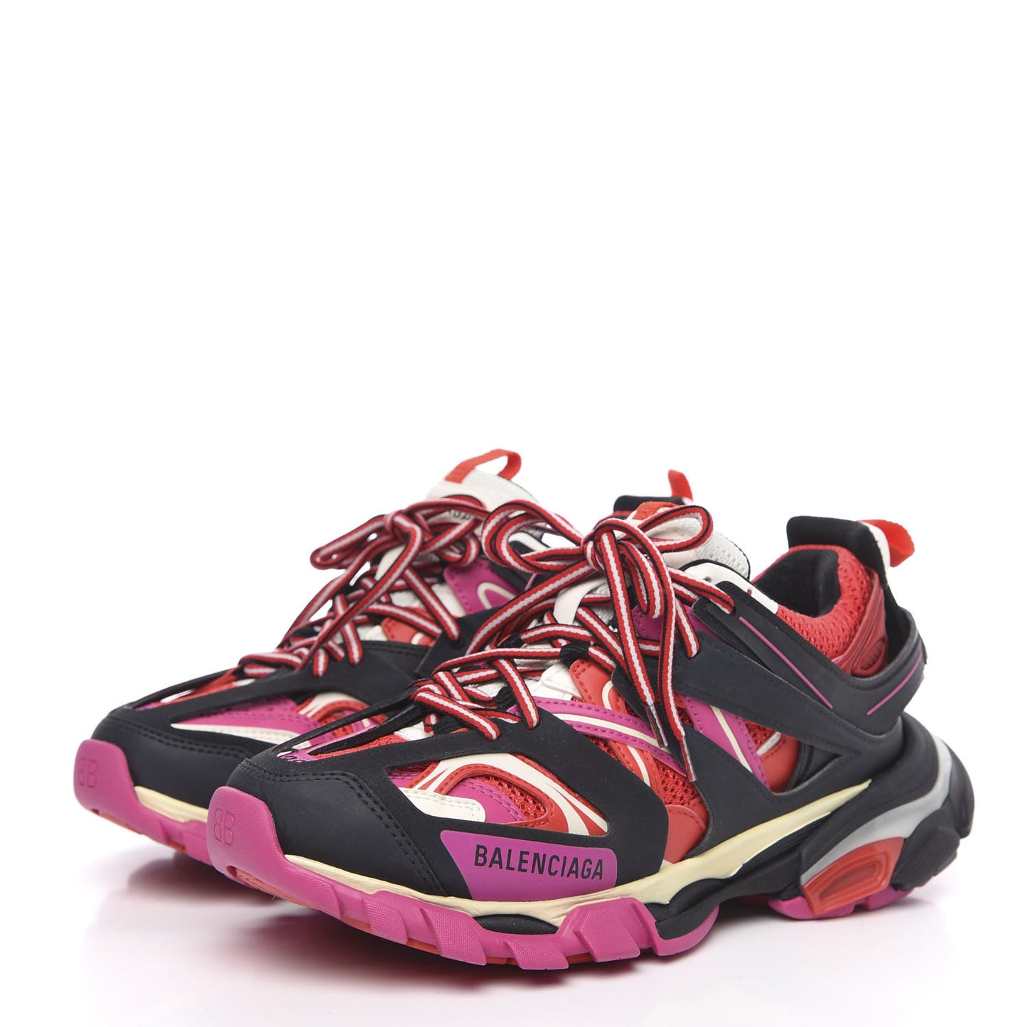 Mesh Fabric Womens Track Sneakers 38 Black Pink Red