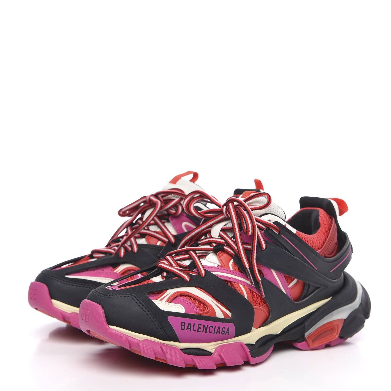 Balenciaga Mesh Fabric Womens Track Sneakers 38 Black Pink Red 3 of 7