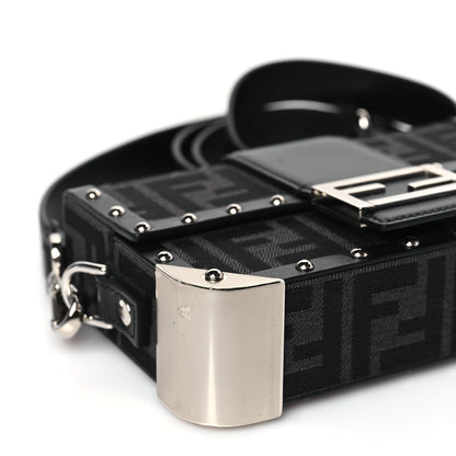 Fendi Recycled Fabric Jacquard Vitello Astro FF 1974 Mini Baguette Trunk Asfalto Black 8 of 9