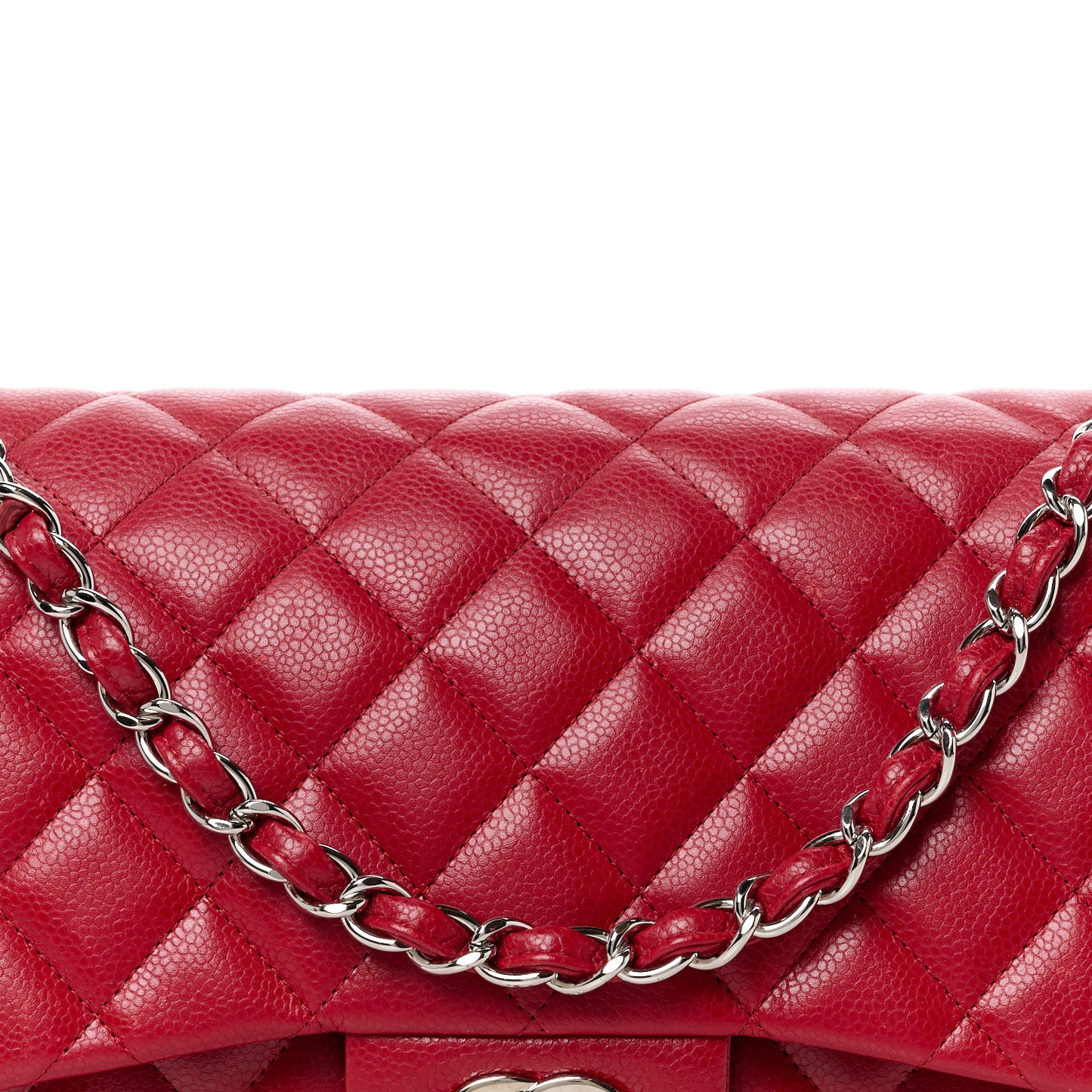 Caviar Quilted Jumbo Double Flap Red