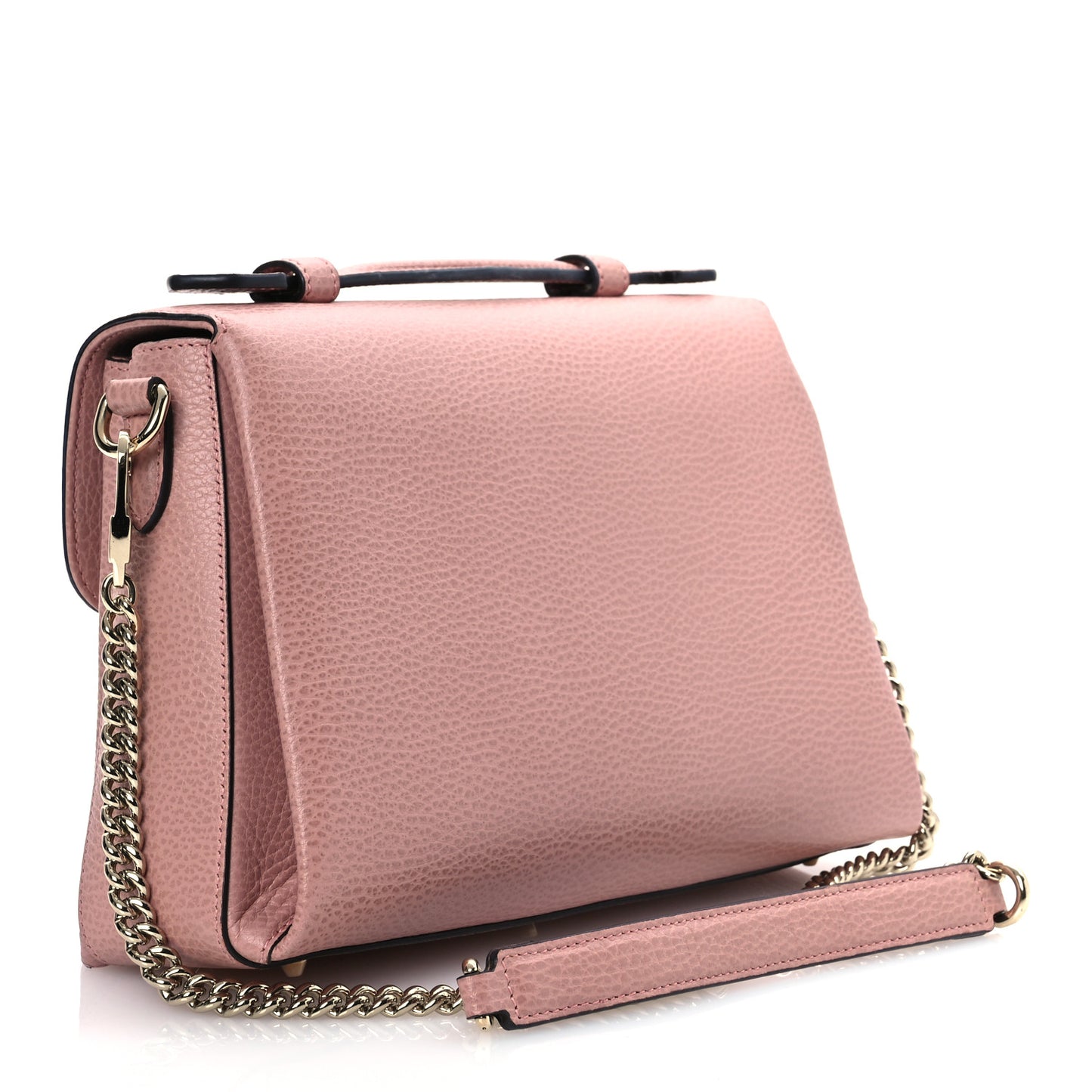 Dollar Calfskin Interlocking G Top Handle Shoulder Bag Soft Pink