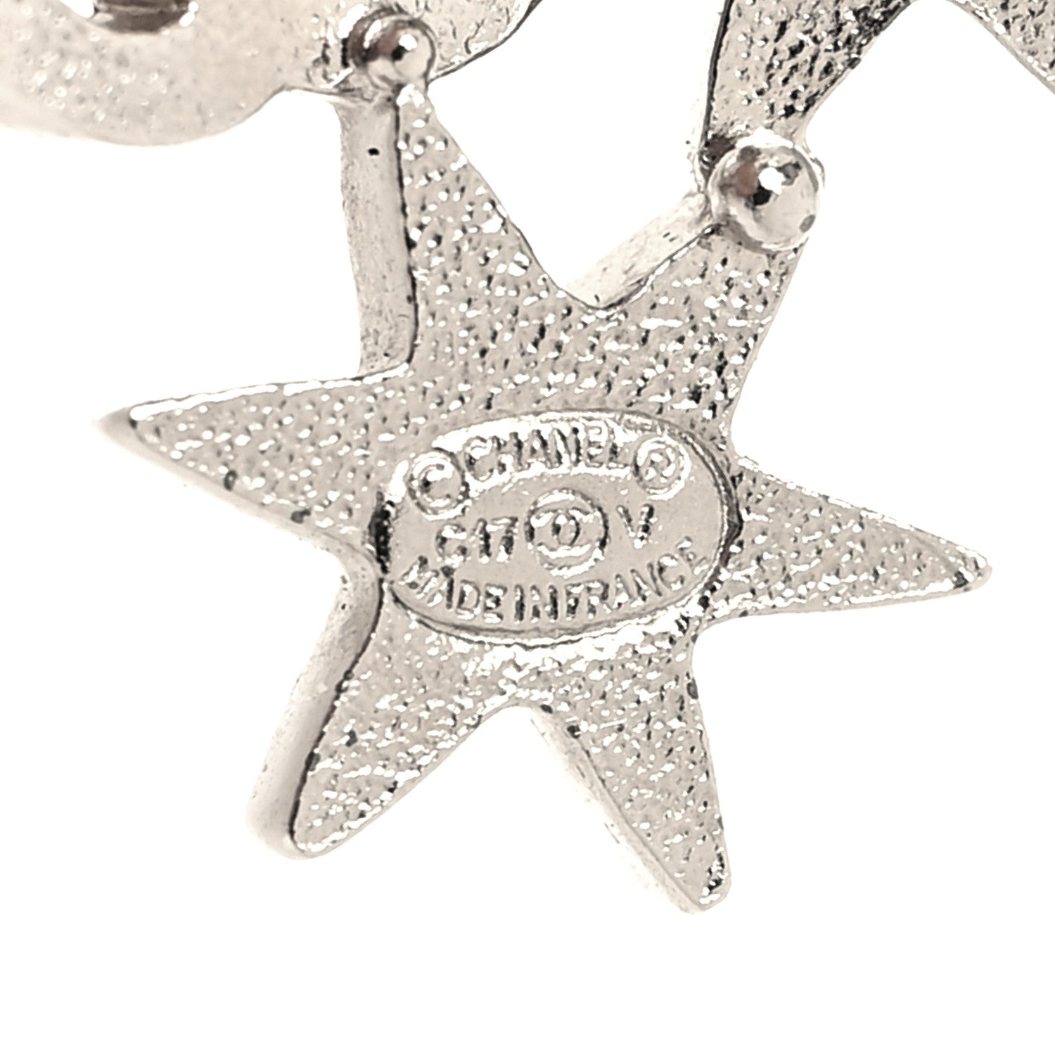 Chanel Crystal Star CC Earrings Silver 4 of 4