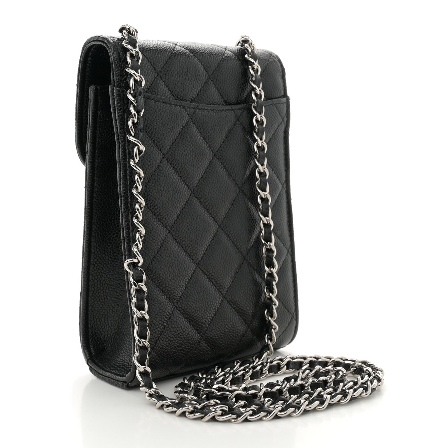 Caviar Quilted Classic Phone Holder Black