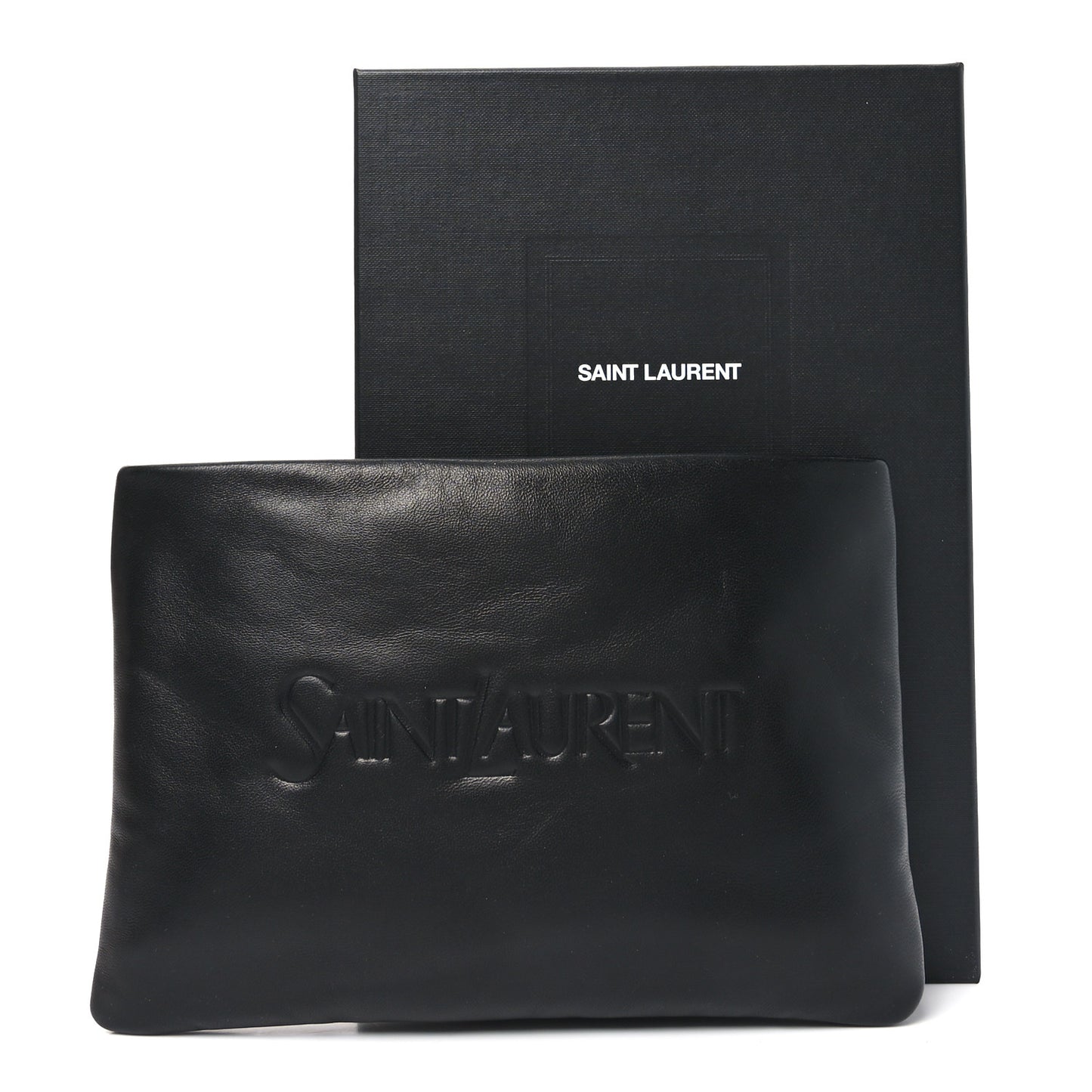 Lambskin Small Puffy Pouch Black