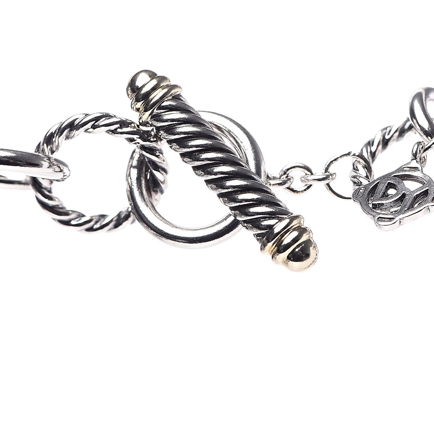 David Yurman Sterling Silver 18K Yellow Gold Chainmail Link Necklace 4 of 4