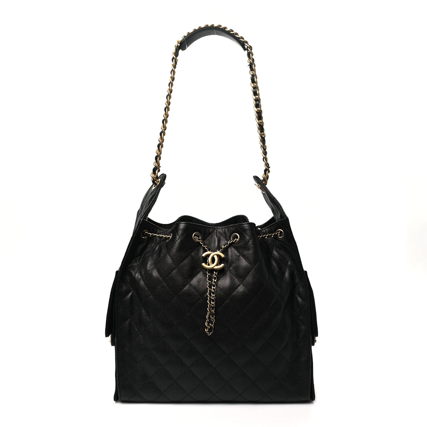 Caviar Quilted Medium Chanel 25 Handbag Black