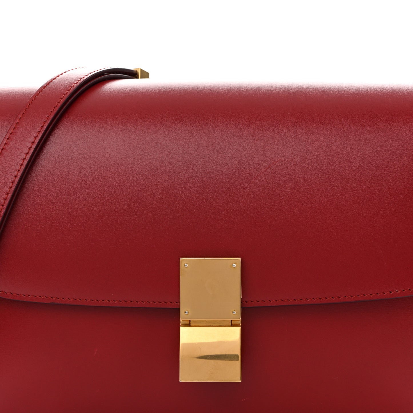 Box Calfskin Medium Classic Box Flap Bag Red