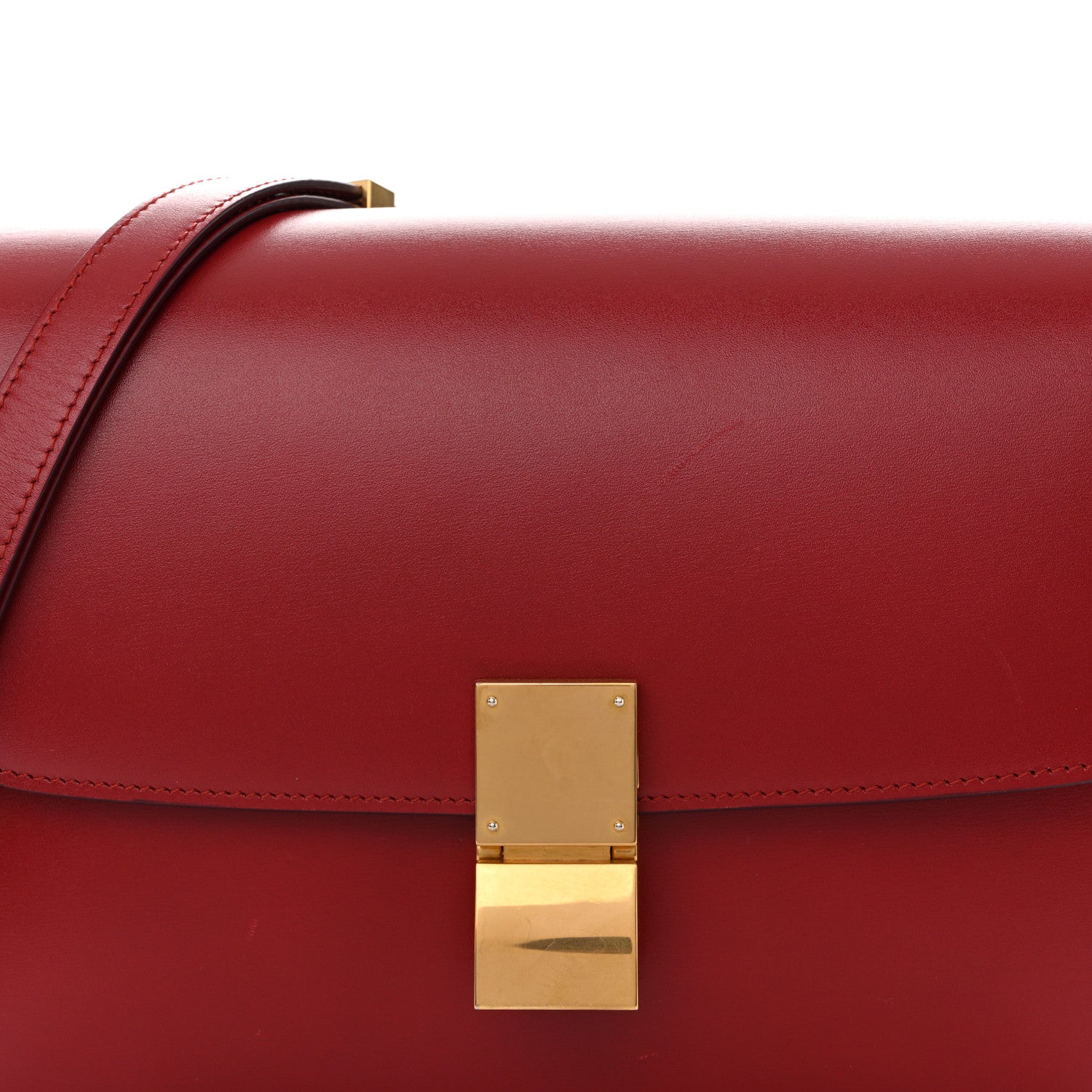 Celine Box Calfskin Medium Classic Box Flap Bag Red 8 of 11