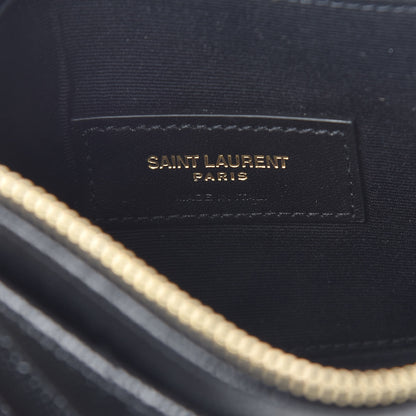 Saint Laurent Grain De Poudre Chevron Monogram Bill Pouch Black 6 of 9