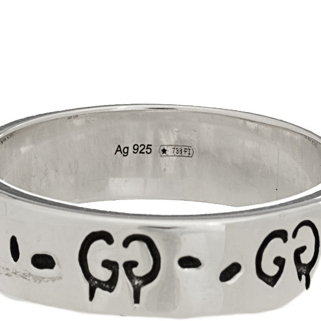 Sterling Silver Narrow GucciGhost Hamlet Skull Ring 63 10.25